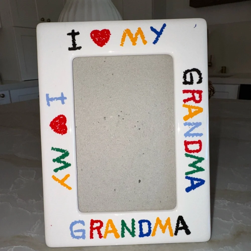 Vintage I LOVE MY GRANDMA 80s 90s Colorful Crayon Style Lettering Picture Frame